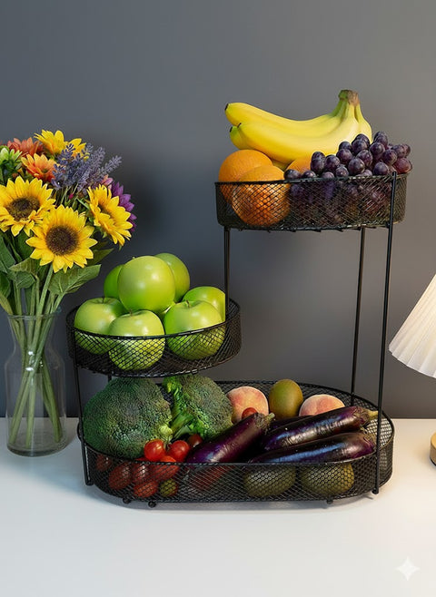 1pc Modern Metal Fruit Basket - Multi-Tier Large Luxury Design