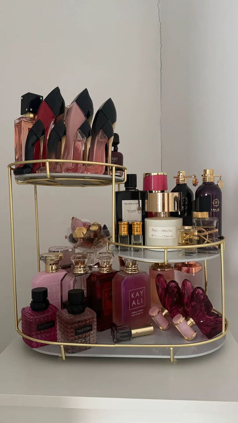 3-Tier Cosmetic Makeup Organizer Stand Top premium arcyclic marble texture