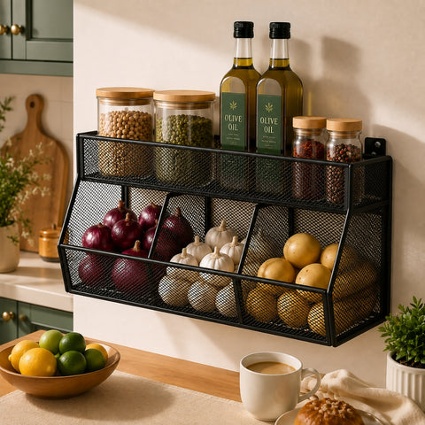 Self Adhesive Basket With Attached Spice Rack