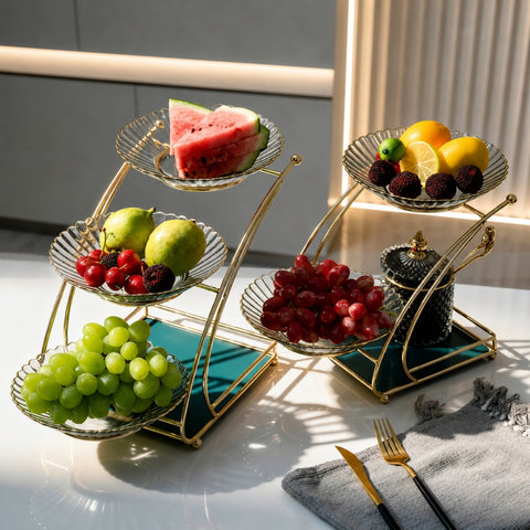 Dish Snacks Serving Rack With Glass Bowl