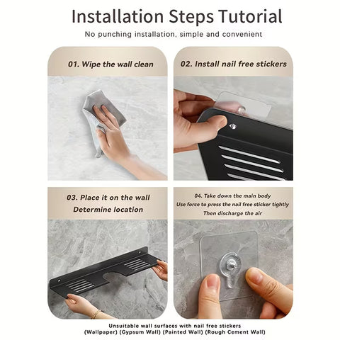 Wall Mounted Storage Shelf. With adhesive |No Drill Needed