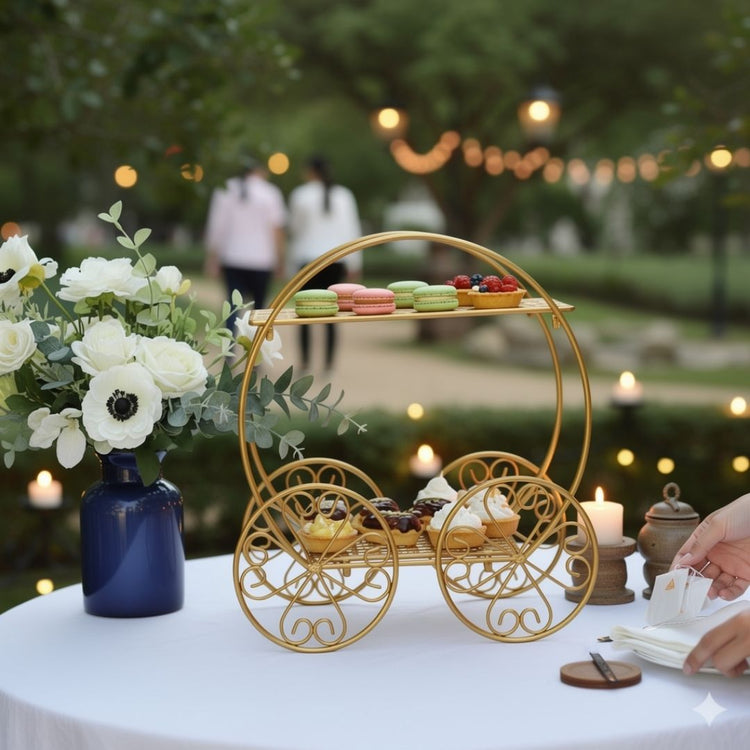 Gold 2 Tier Cinderella Carriage Cupcake Dessert Display Stand