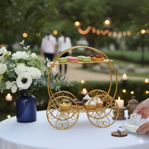 Gold 2 Tier Cinderella Carriage Cupcake Dessert Display Stand