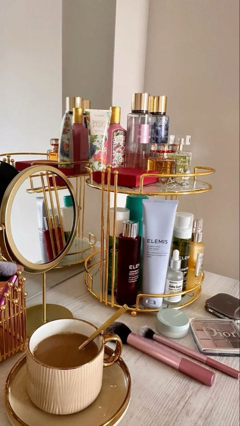 2 Tier Makeup Organizer arcylic marble texture ( Large Size)