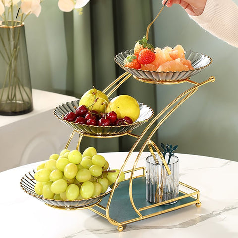 Dish Snacks Serving Rack With Glass Bowl