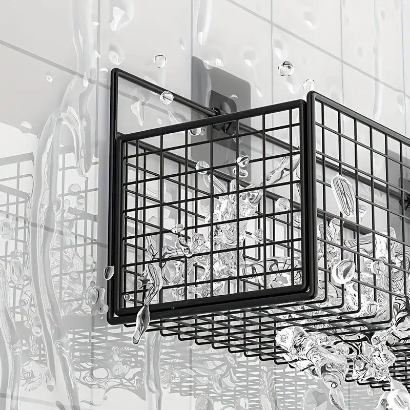 wall mounted metal basket with self adhesive hooks