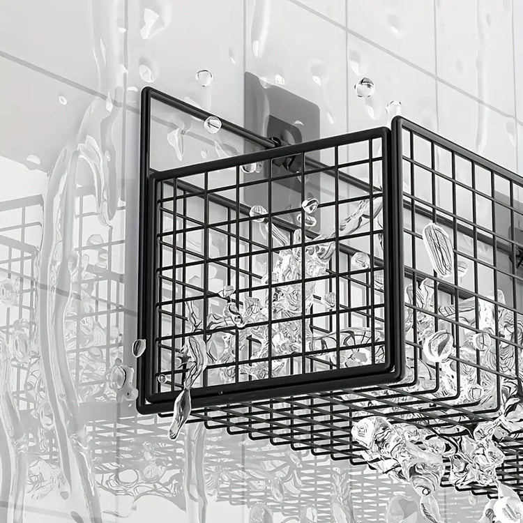 wall mounted metal basket with self adhesive hooks