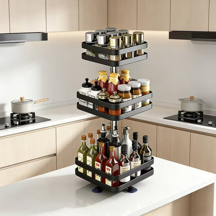 Kitchen Counter Spice Storage Rack Adjustable Rotatable Multi Layer | CHINA IMPORTED
