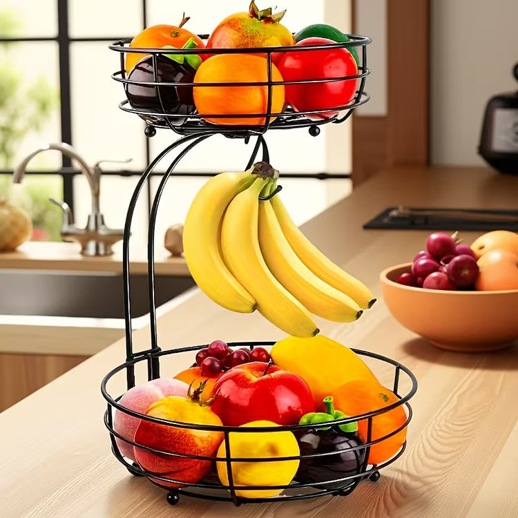 2-Tier Black Metal Basket