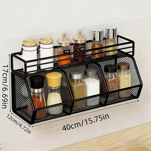 Self Adhesive Basket With Attached Spice Rack