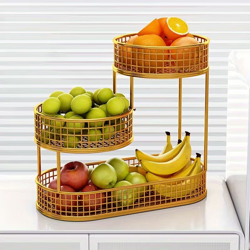 1pc Modern Metal Fruit Basket - Multi-Tier Large Luxury Design