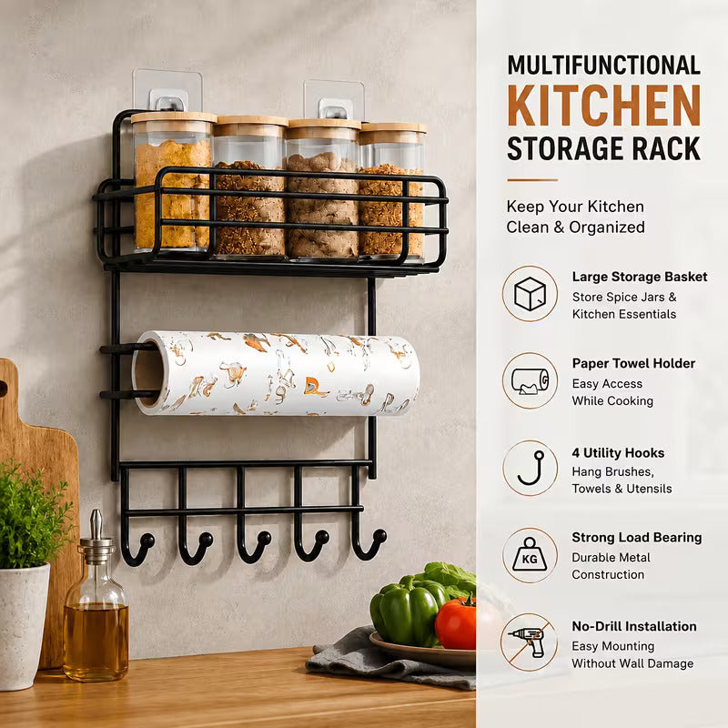 Wall Mounted Organizer With Paper Towel