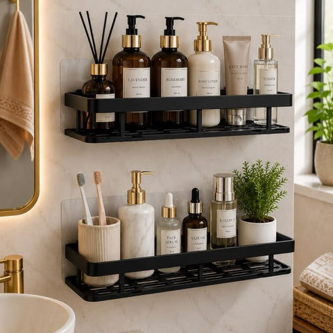 2 Pc Wall Mounted Shelves  For kitchen / Bathroom With Adhesive Stickers