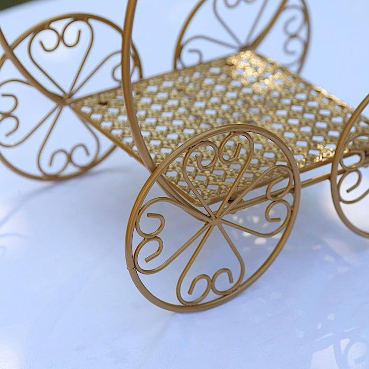 Gold 2 Tier Cinderella Carriage Cupcake Dessert Display Stand