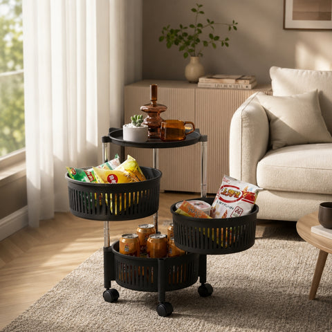 3 Tier Fruit/Vegetables Rotatable Moveable Basket