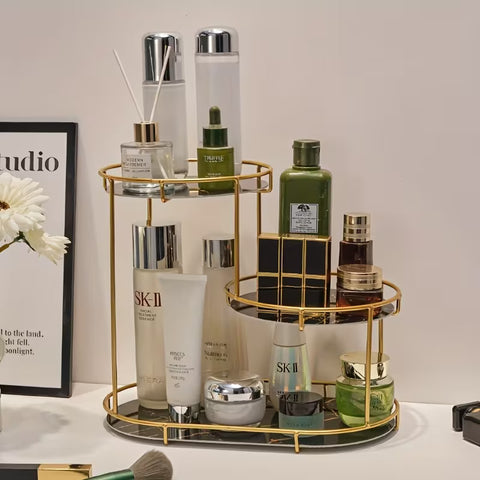3-Tier Cosmetic Makeup Organizer Stand Top premium arcyclic marble texture
