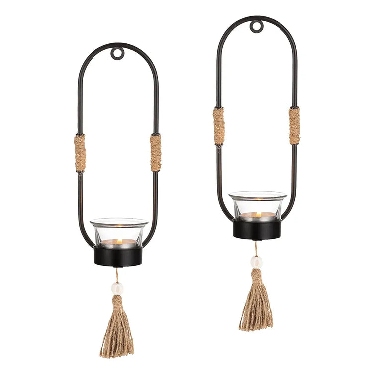Pack of 2 Black Metal Wall Decorations for Living Room Bathroom Dining Room