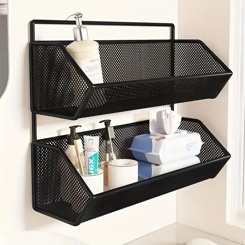 Modern 2-Tier Iron Wall-Mounted Fruit Basket