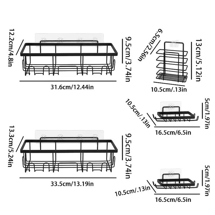 Pack of 5 Storage Shelves with Adhesive Stickers