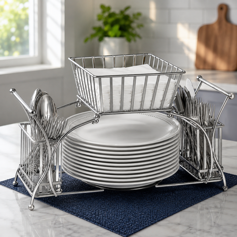Luxury Plates, Cutlery and Napkin Holder For Large Size Plates
