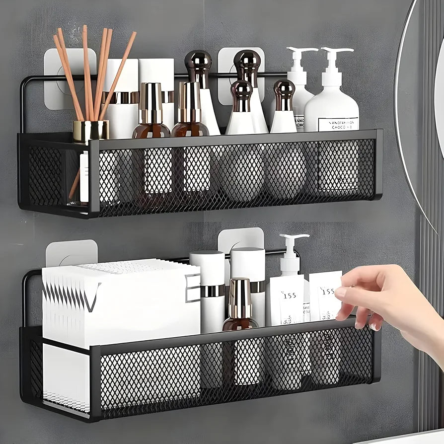 2 pc Storage wall mounted basket with adhesive stickers