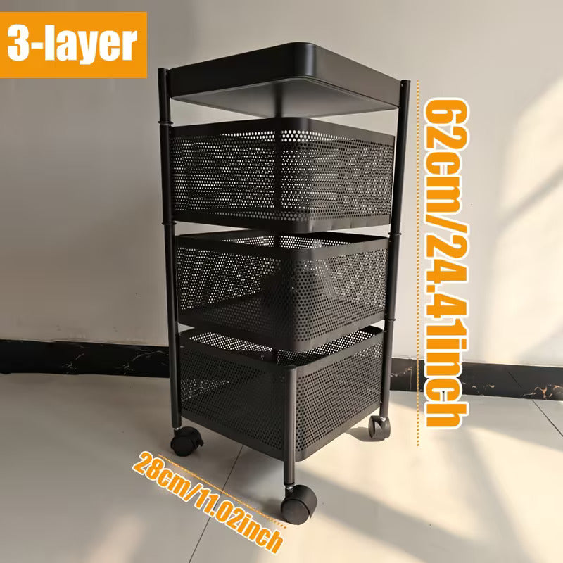 3 Tier Rotatable Baket With wheels