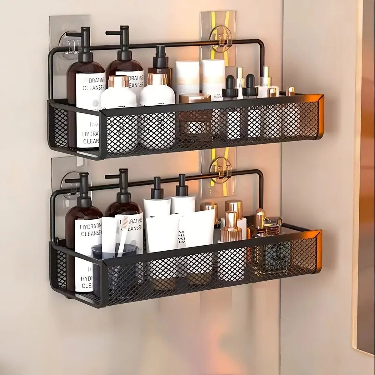 2 pc Storage wall mounted basket with adhesive stickers