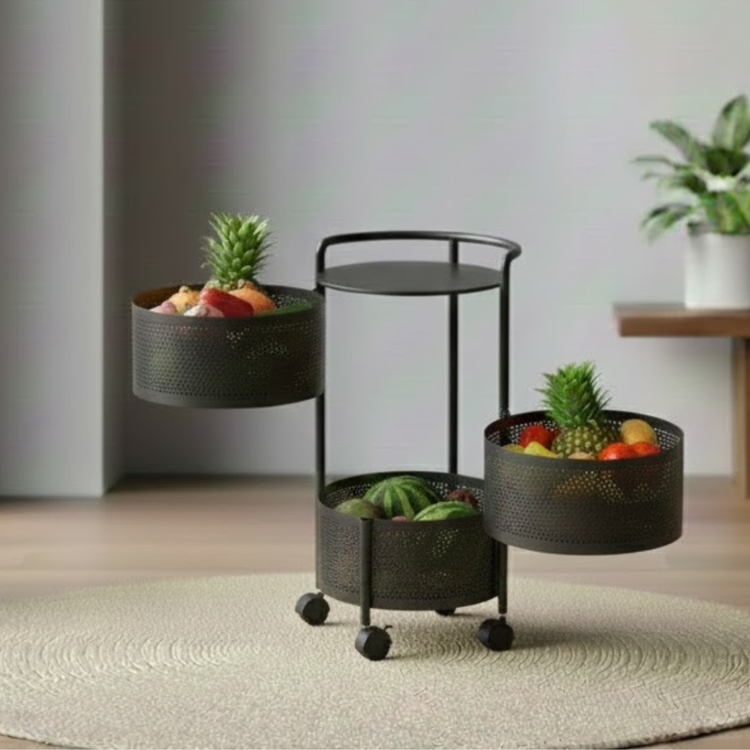 3 Tier Rotatable Baket With wheels