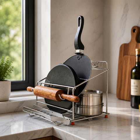 Chakla Belan and Tawa Stand for Kitchen  Large Size - 100% Rust-Free (Only Stand)