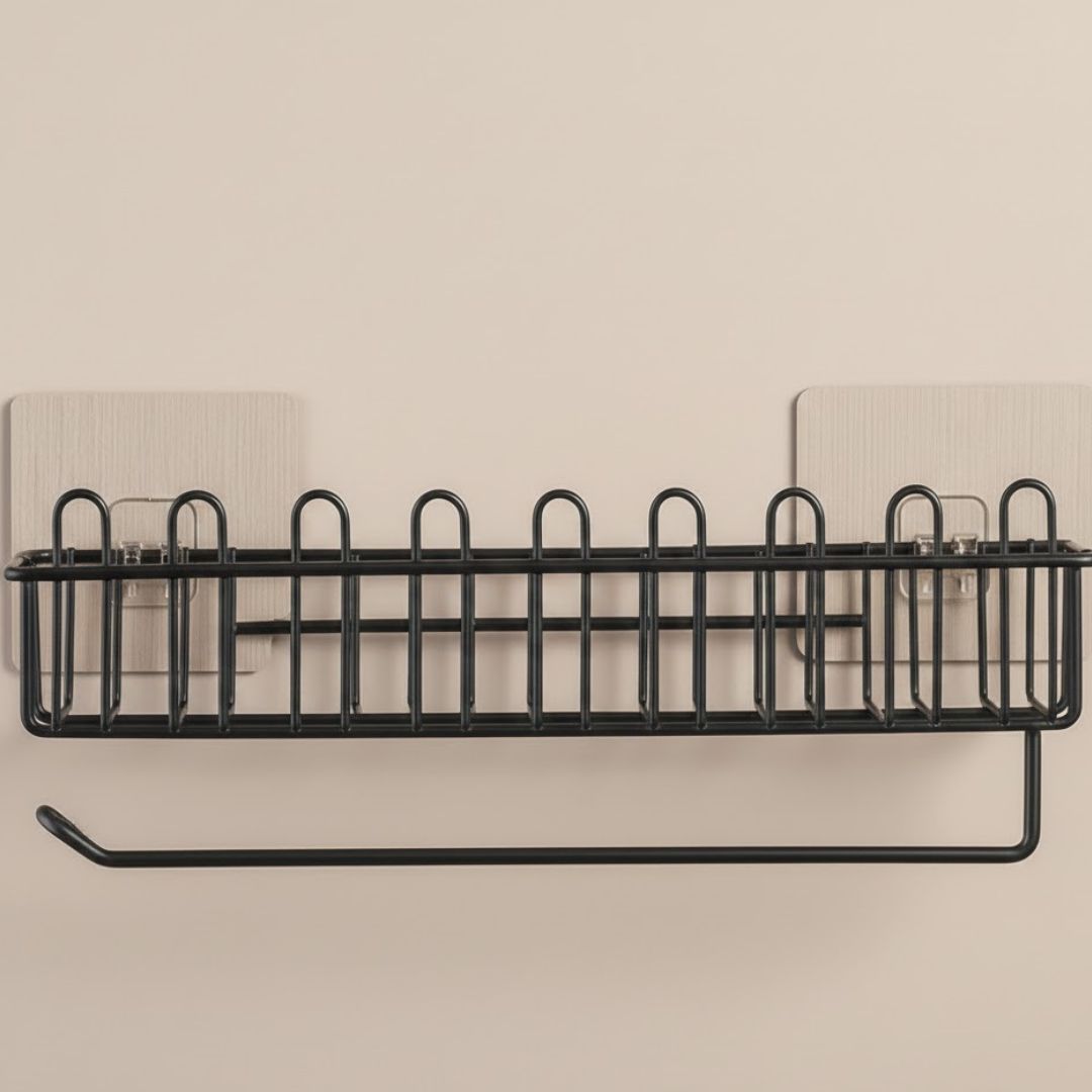 2 Pc Premium Quality Self Adhesive Basket With Tissue Holder (large size )
