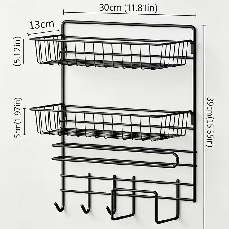 Wall Mounted Storage Rack | Double Rack Seasoning Storage Rack With Tissue  holder