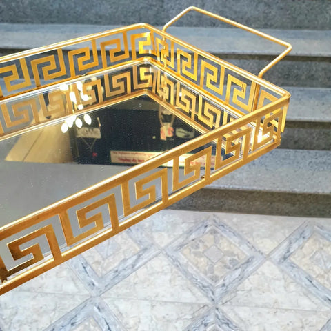 Luxury Metal And Miror Tray