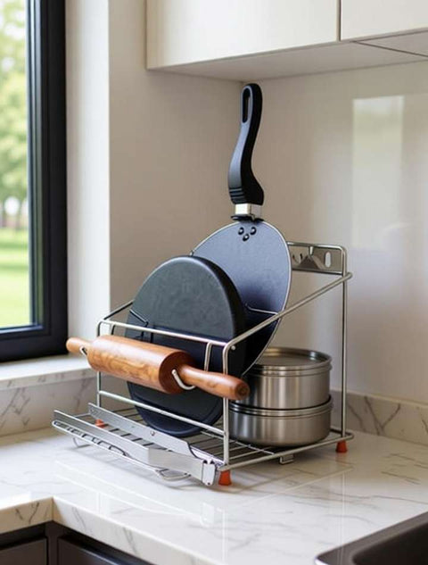 Chakla Belan and Tawa Stand for Kitchen  Large Size - 100% Rust-Free (Only Stand)